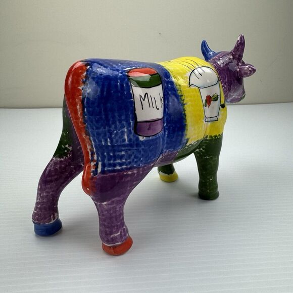 Ceramic Cow Coin Bank Milk Cream Statue Farmhouse Country Folk Art - Picture 5 of 15